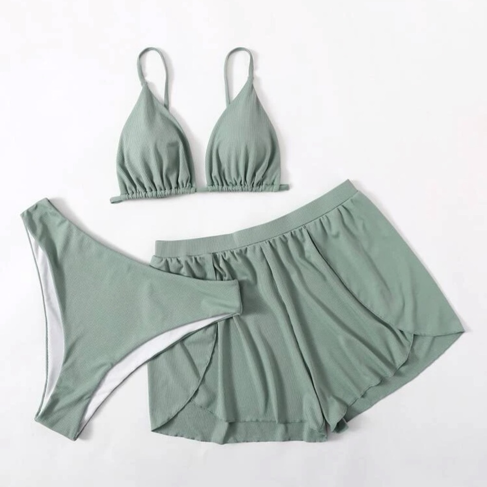 3 pack plus rib triangle short bikini